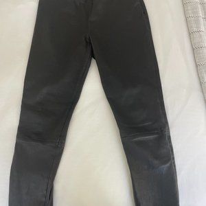 The Row Leather Skinny Pants Ankle Length in Black Size Large